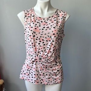 DKNY Animal Print Ruched Blouse